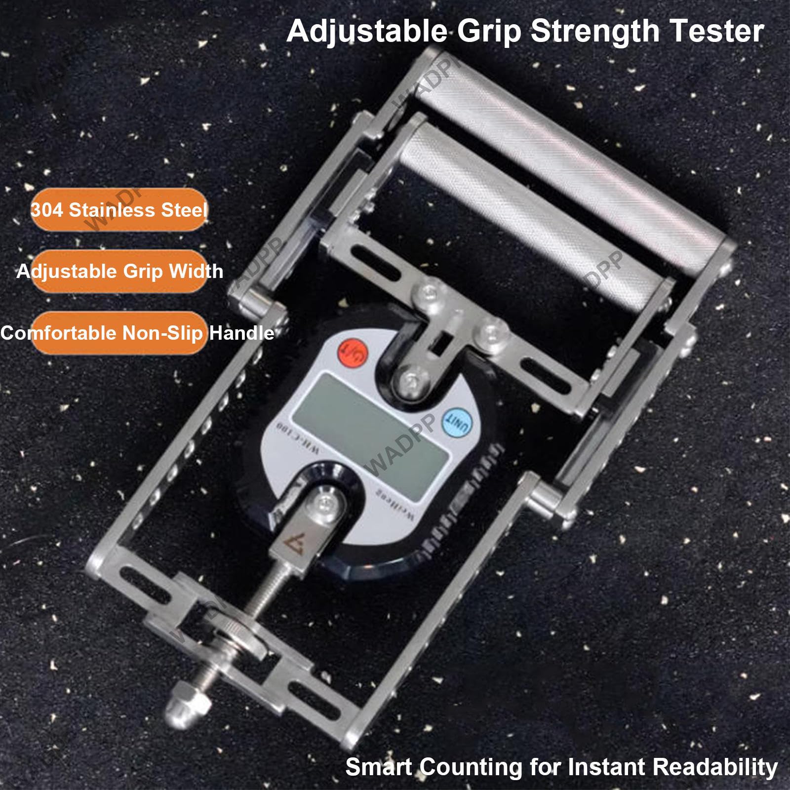 Handdynamometer, Digitaler Handgriffkrafttester mit LCD-Display, Edelstahlstruktur, Rutschfester Griffabstand Einstellbar, für Fitnesstraining