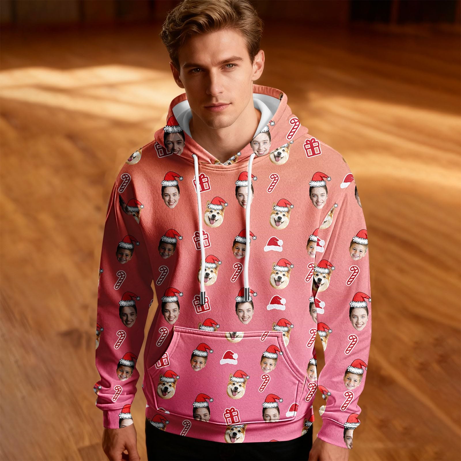 Sudaderas Hombre Impermeable Sudadera con Capucha Personalizada, Diseño Divertido De Navidad Corta (Pink, XXXL) Kit Pesca Camiseta Sin Mangas Camisa Manga Larga Ropa Deporte para Caza