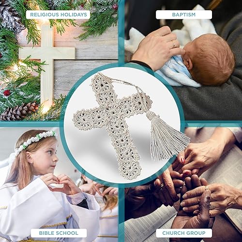 Miniatura 4 de Marcadores de cruz de ganchillo (juego de 12) regalos de iglesia religiosa y suministros de estudio bíblico