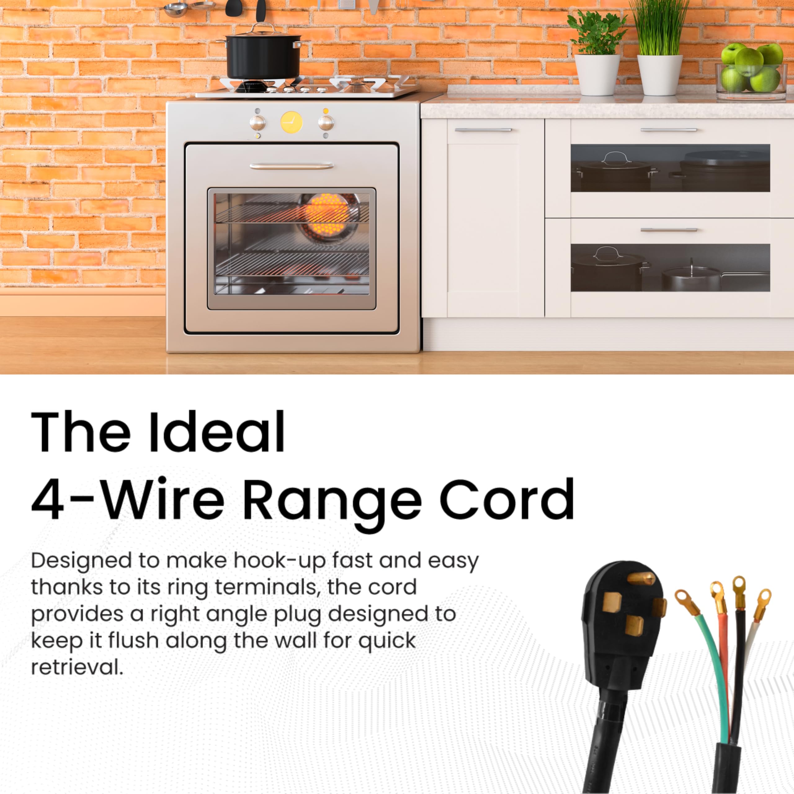 GoGreen Power GG-27206 6' 4' Wire Range Cord, 50 Amp by Go Green Power