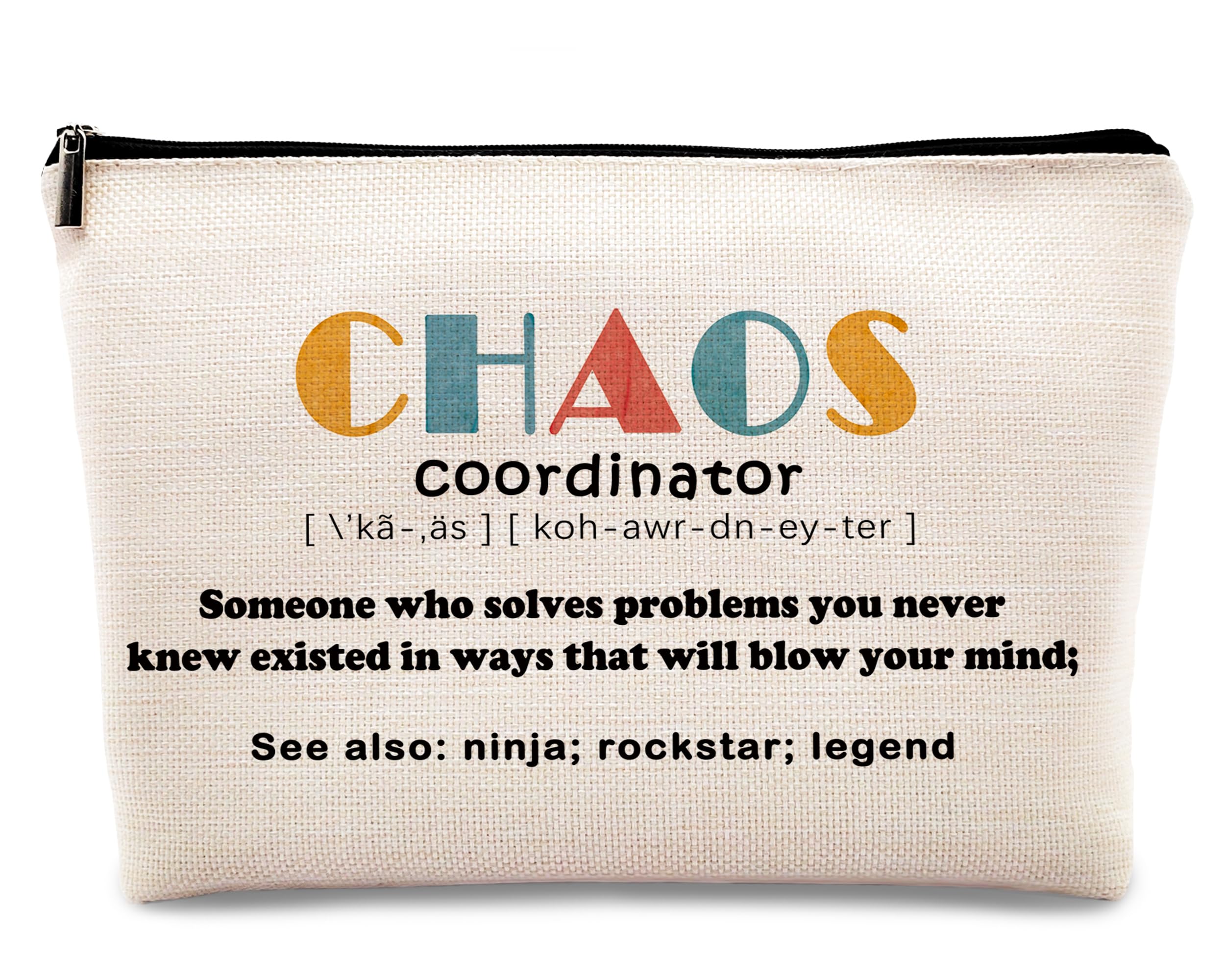 kdqua Chaos Coordinator Makeup Bag for Women, Thank You Supervisor Gifts for Boss Teacher Boss Lady Coworkers, Christmas Staff Appreciation Gifts