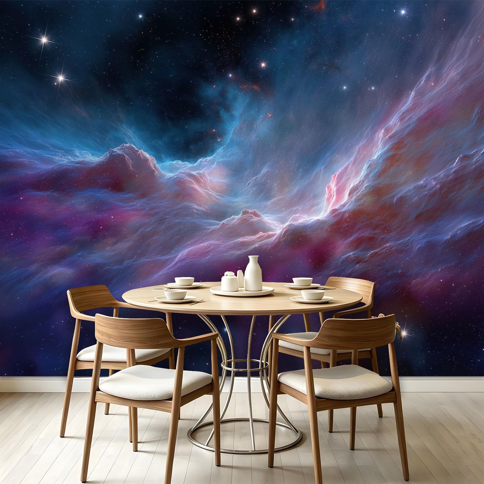 Générique Panoramiczna tapeta z włókniny 200 x 140 cm - mgławica wszechświat gwiazdy, plakat ścienny romantyczna przestrzeń do pokoju dziecięcego, pokój zabaw - dekoracja ścienna 3D