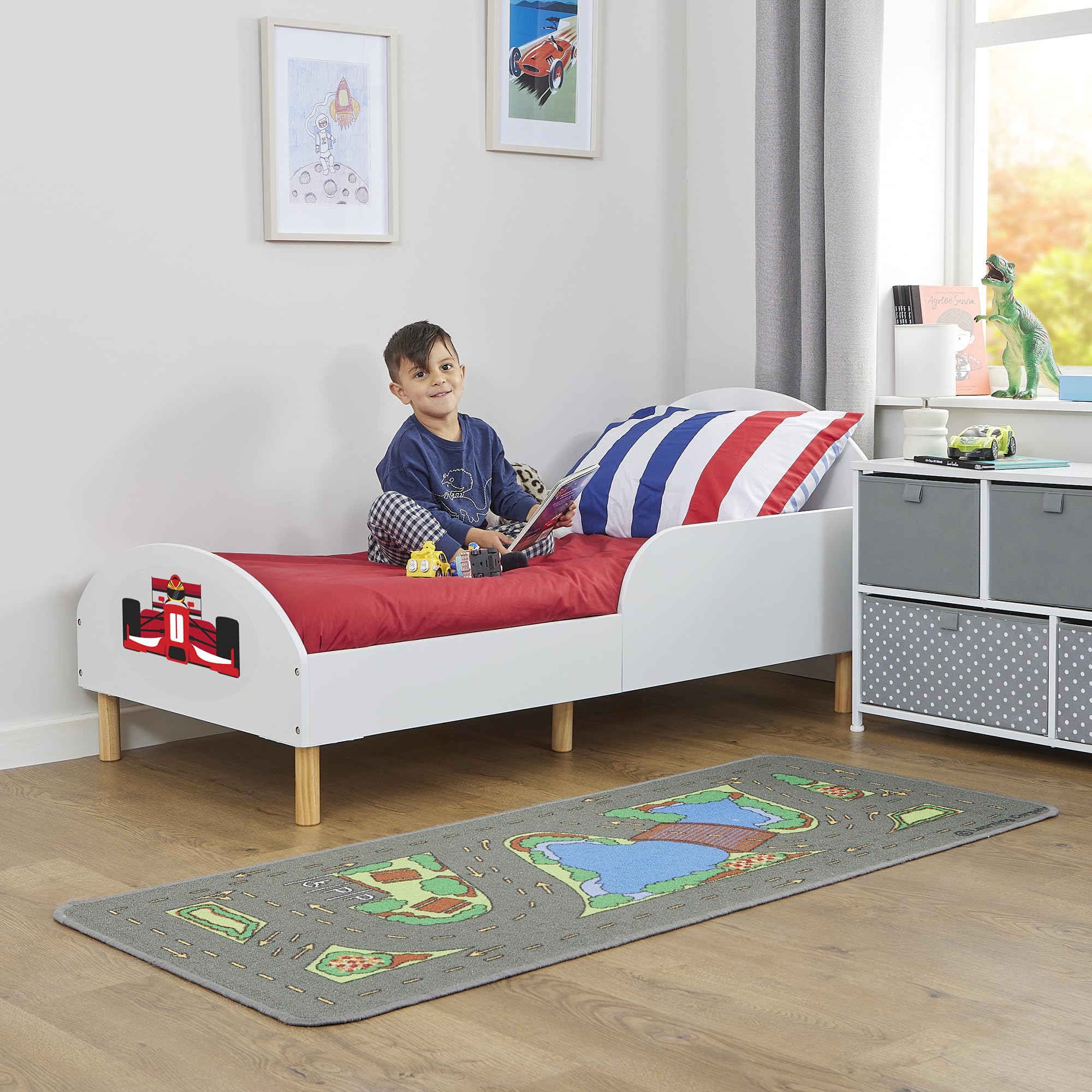 Liberty House Toys Kids Toddler Bed, Formula 1, H68 x W74 x D144cm