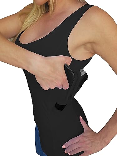Camiseta sin mangas de transporte oculto para mujer, camiseta interior segura con funda para pistola, táctica y uso diario, (S-XL)