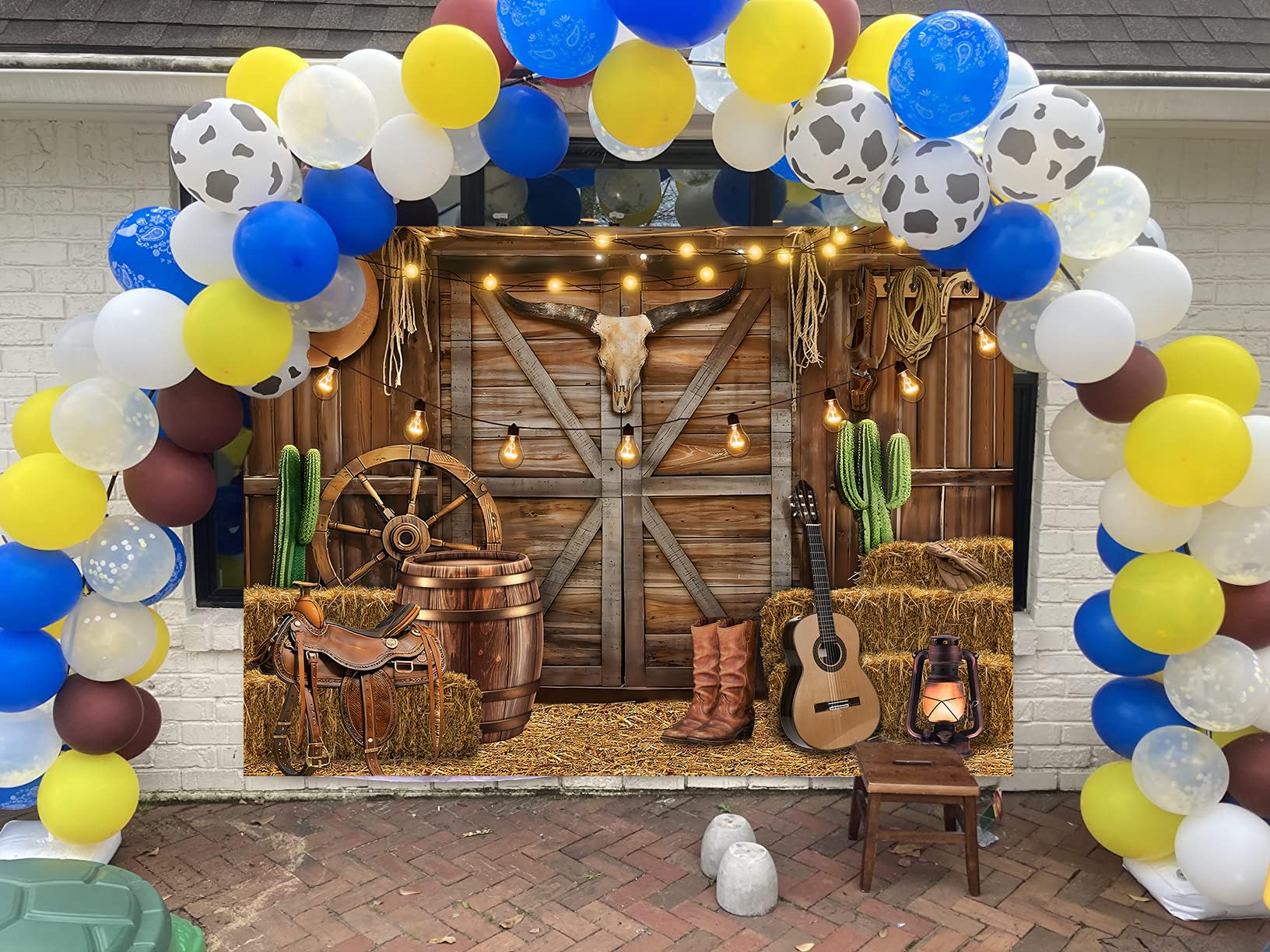 Western Cowboy Sfondo 3,4 x 2,4 m Wild West rustico casa in legno fienile sfondo fotografico per ritratti bambini ragazzo occidentale decorazioni per feste di compleanno forniture puntelli fotografici