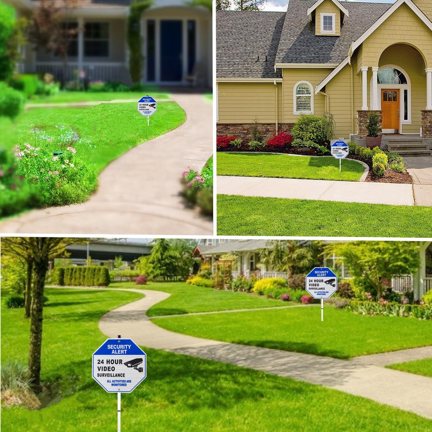 HEIOKEY Videoüberwachungsschilder-Set (2 Stück) - Auffälliges Warnschild Für Kameraüberwachung, 24/7, Rot-schwarz-weiß, 25,4 X 25,4 Cm, Für Haus, Garten & Geschäft