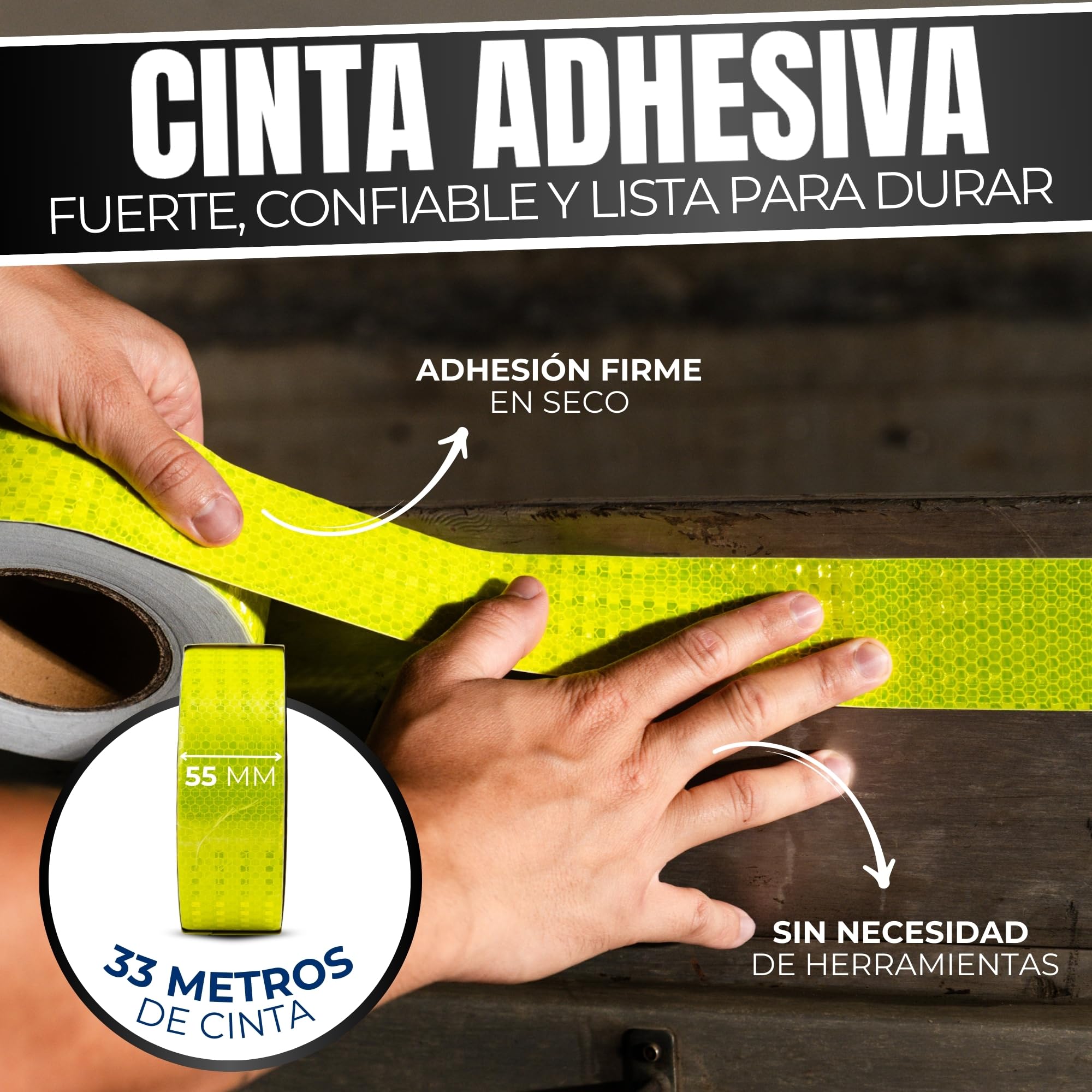 TARGET Cinta Reflectante Adhesiva, Advertencia Señalización Marcaje Alta Visibilidad Peligro Seguridad (FLUORESCENTE, 33 M X 50 mm)