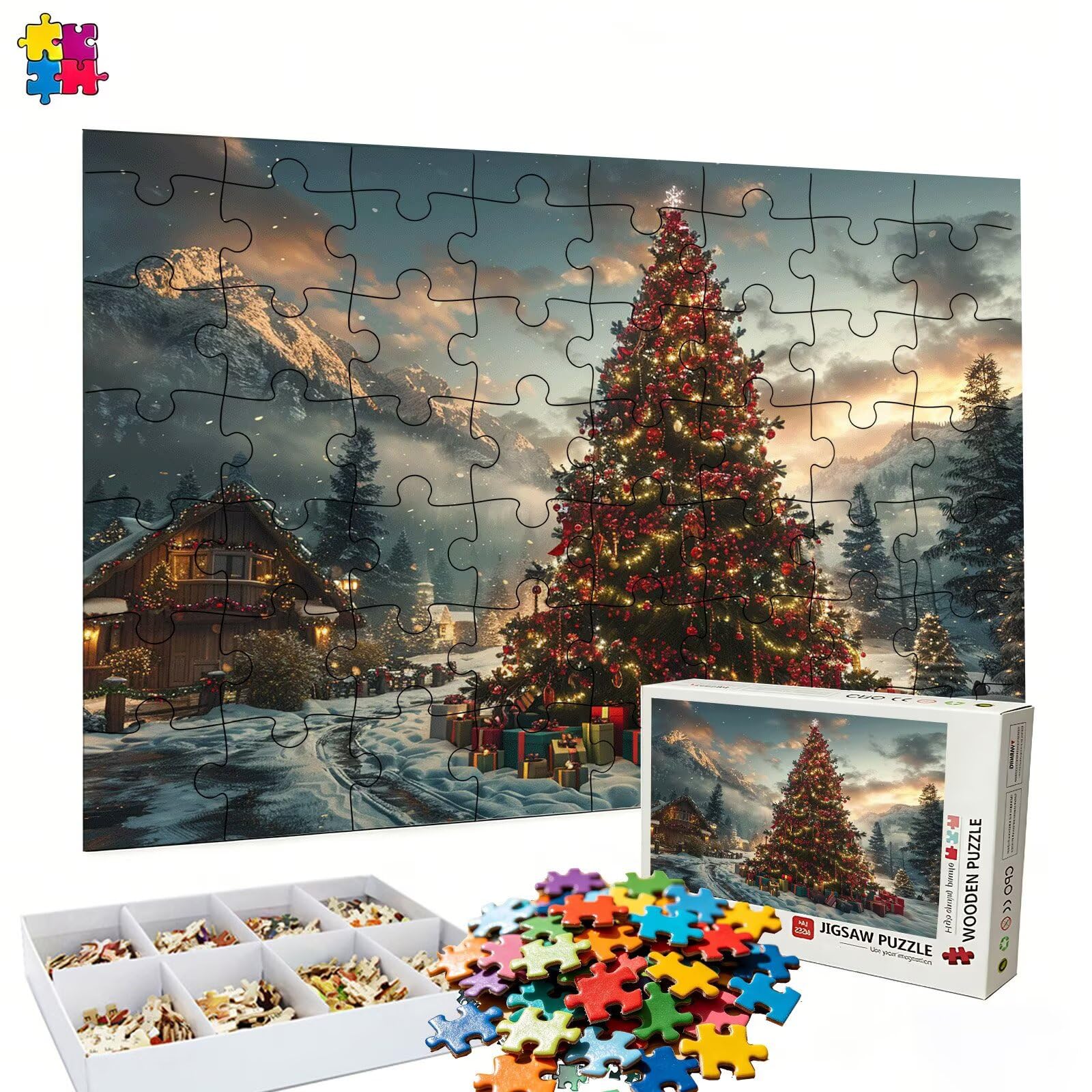 Puzzle 2000 elementów, budka choinki puzzle 2000 elementów dorośli i dzieci, wysokiej jakości artystyczna łamigłówka, 99,5x70,5 cm Klasyczna gra puzzli dla dorosłych, prezent dla kobiety/mężczyzny s7h
