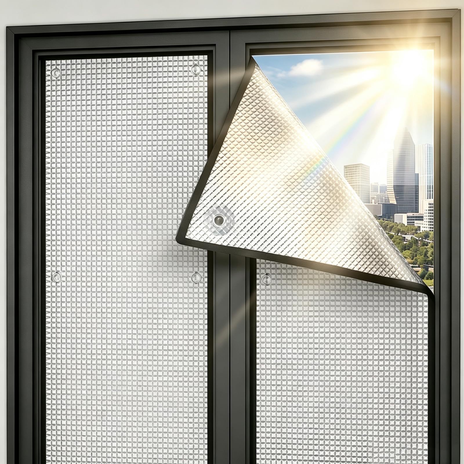 Reflective Window Film,Reusable Aluminum Foil Glass Film with Suction Cup (80x130cm)