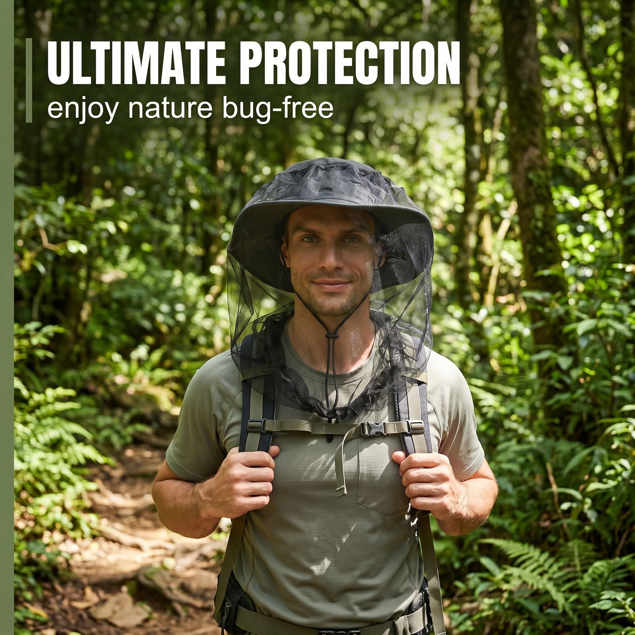 2 Pezzi Cappello Apicoltore con Rete Zanzariera Testa, Maschera Anti Insetti e Zanzare per Pesca, Escursionismo e Campeggio, Protezione Viso in Nylon Traspirante, Nero