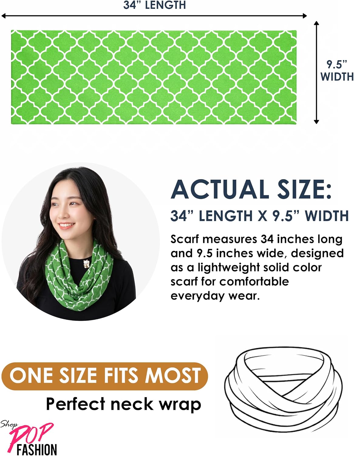 Pop Fashion Quatrefoil Pattern Infinity Scarf for Women - Travel Scarf with Hidden Pocket - All Seasons image 4
