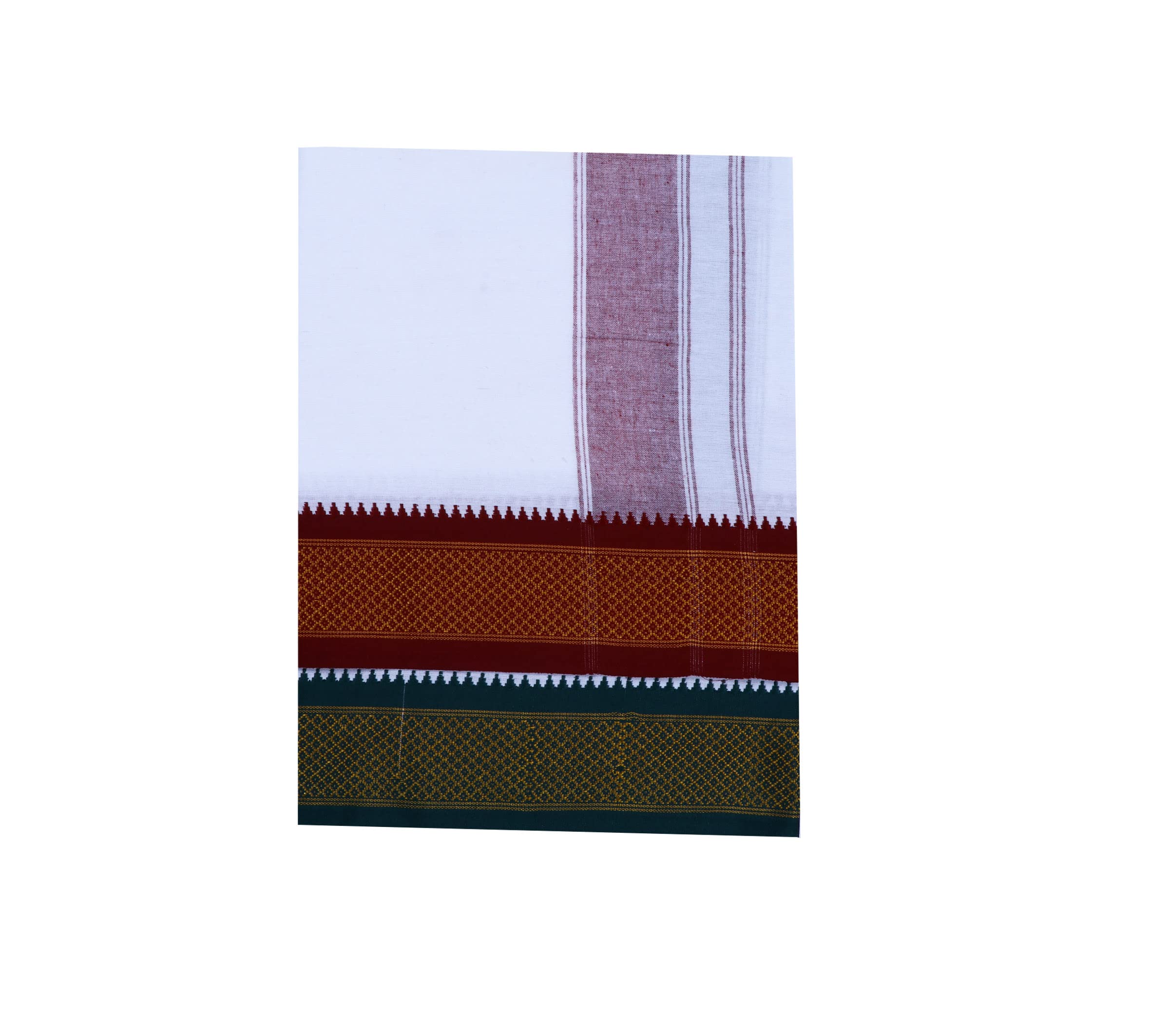 gowri tex 100% Pure Cotton Fancy Border Dhoti White Colour 2.00 Mts (Pack of 1)-picture-56