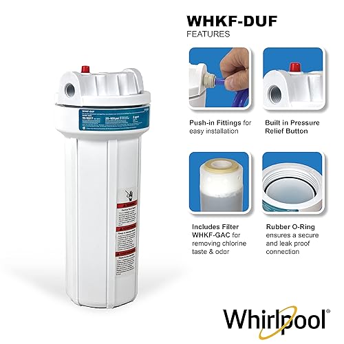 Miniatura 6 de Whirlpool Sistema de filtración de agua para debajo del fregadero WHKF-DUF  Conexión rápida a presión, 1 filtro de carbono y kit de instalación