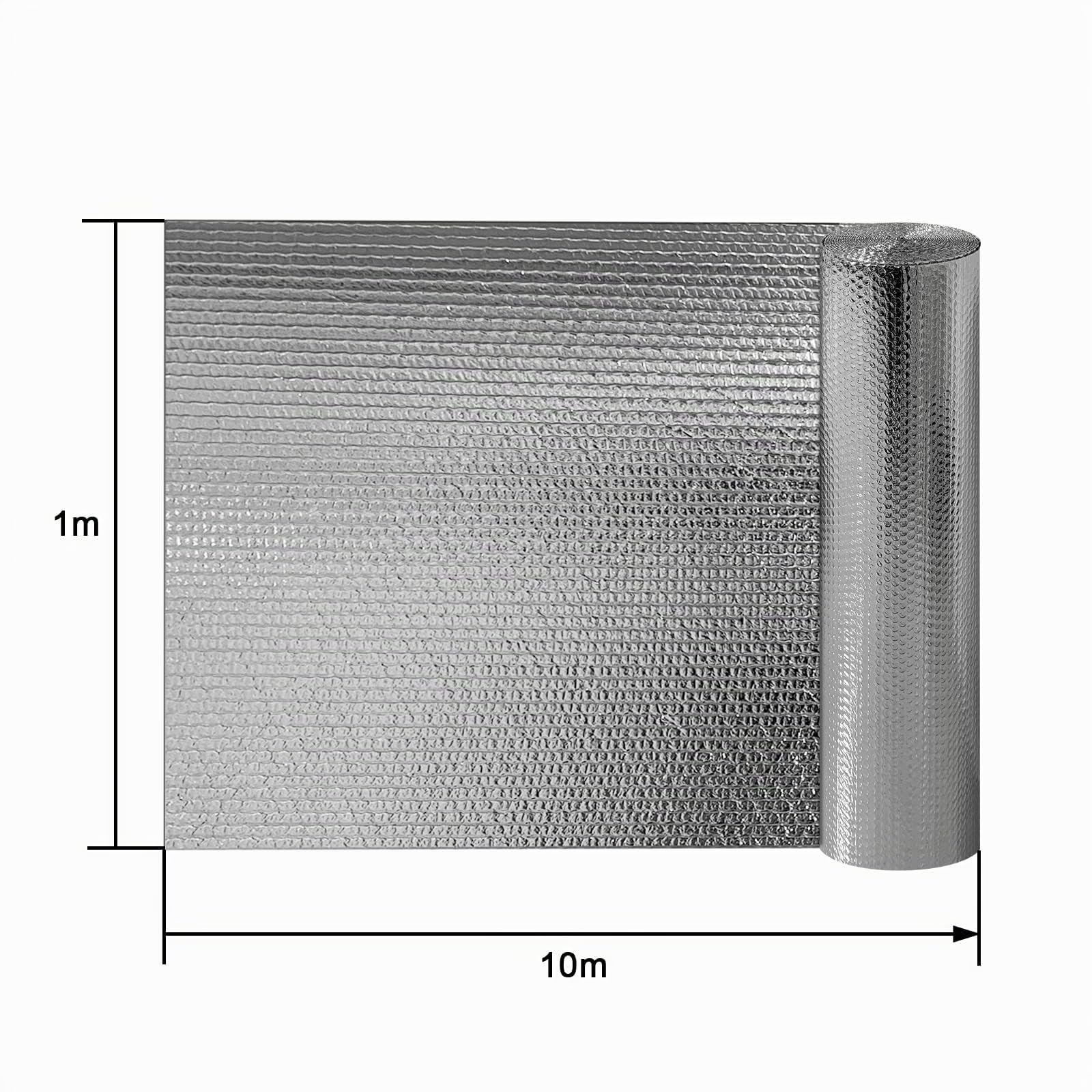 UISEBRT Lámina Aislante de Aluminio, 1 x 10 m, Térmica y Reflectante para Radiadores, 3-4 mm de Grosor, Aislamiento Térmico