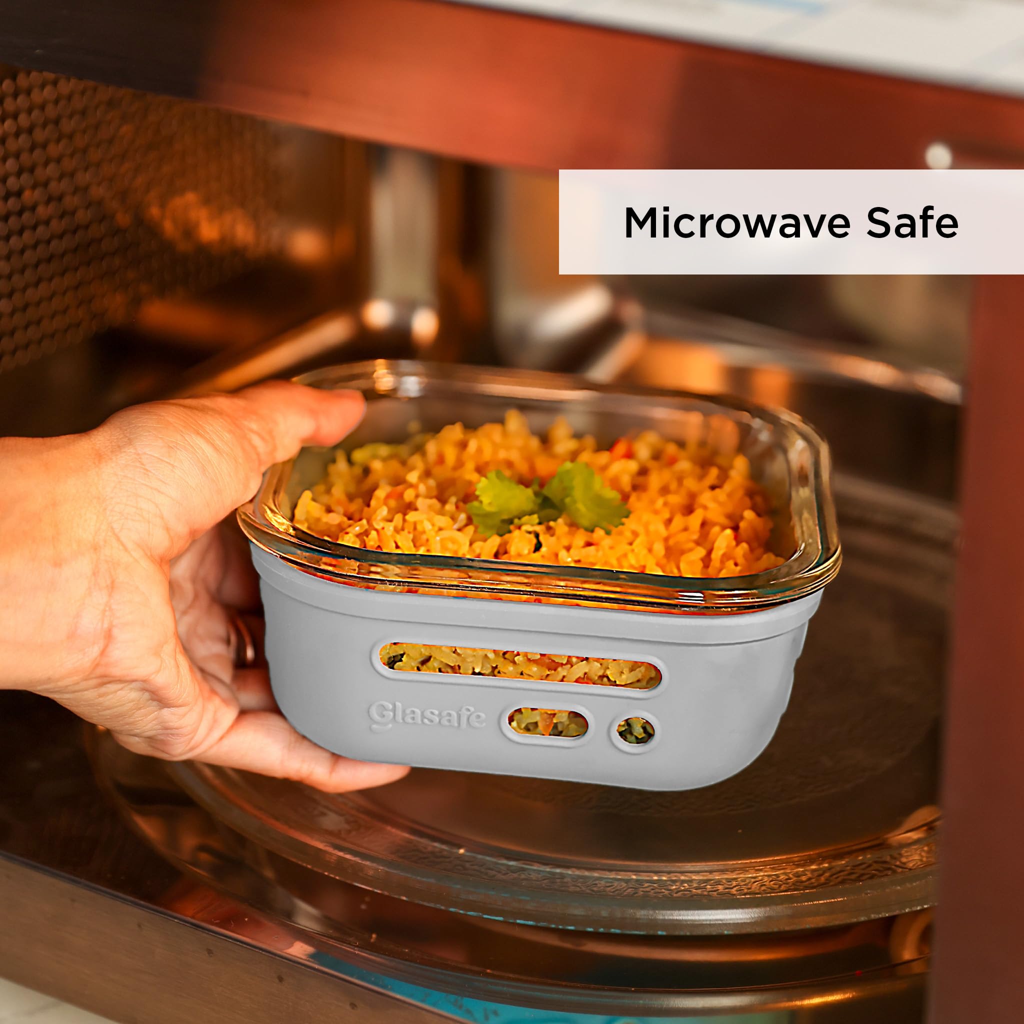 GLASAFE Glass Lunch Box - Leakproof & Microwave Safe -3