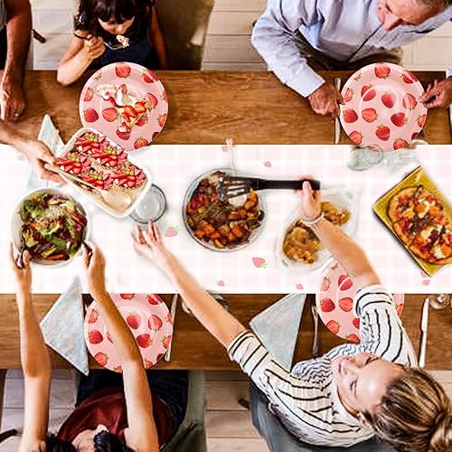 Miniatura 7 de 120 platos de papel de fresa dorada de 7 pulgadas, platos de postre desechables decorativos para fiestas, platos de fiesta de fresa, platos a granel