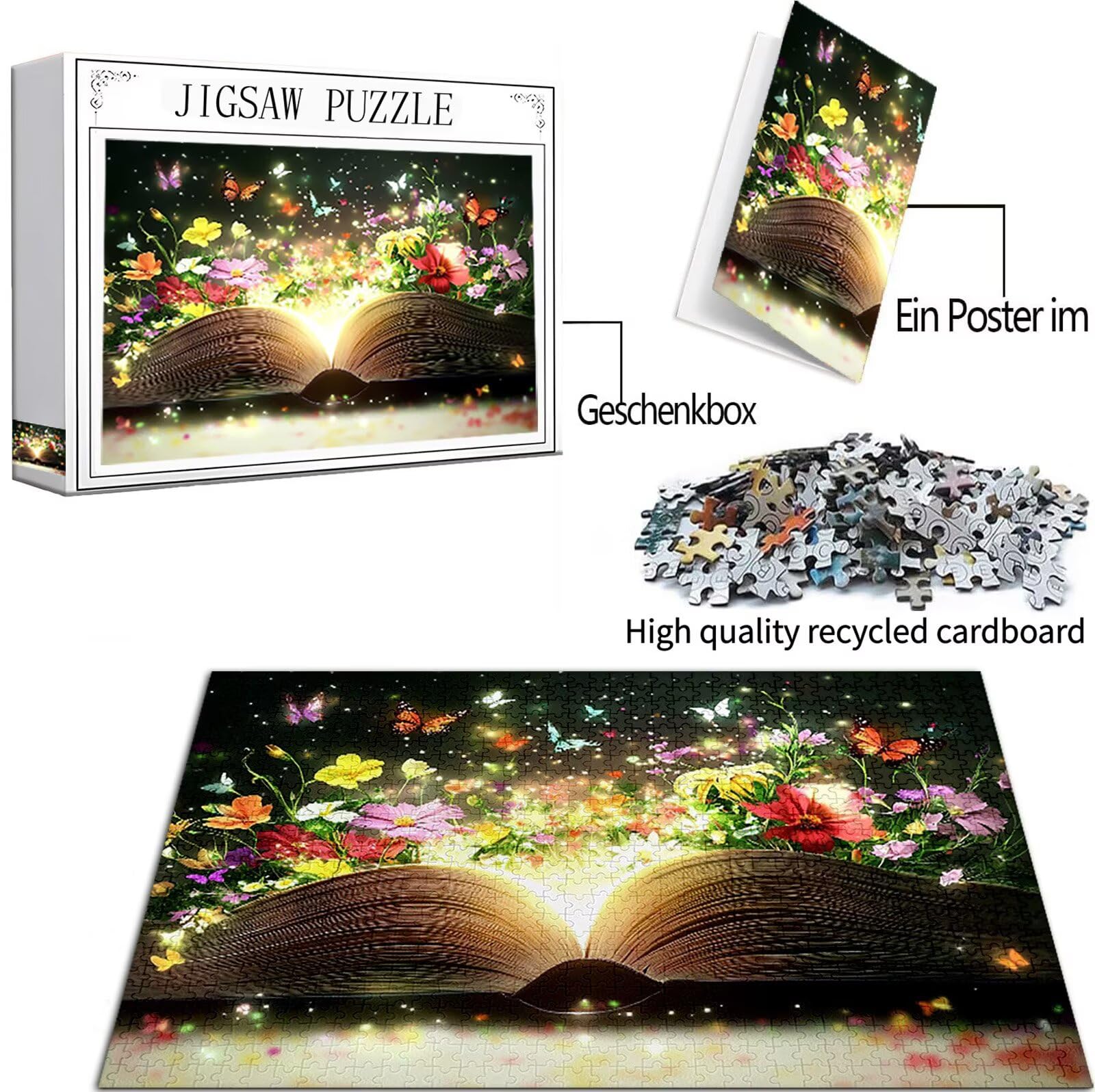 Puzzle dla dorosłych 4000 sztuk, wzór książki z puzzlami marzeń, drewniane puzzle, gry edukacyjne, wymagające rękodzieło dla dorosłych, z opakowaniem na prezent, dekoracja ścienna do pokoju domowego