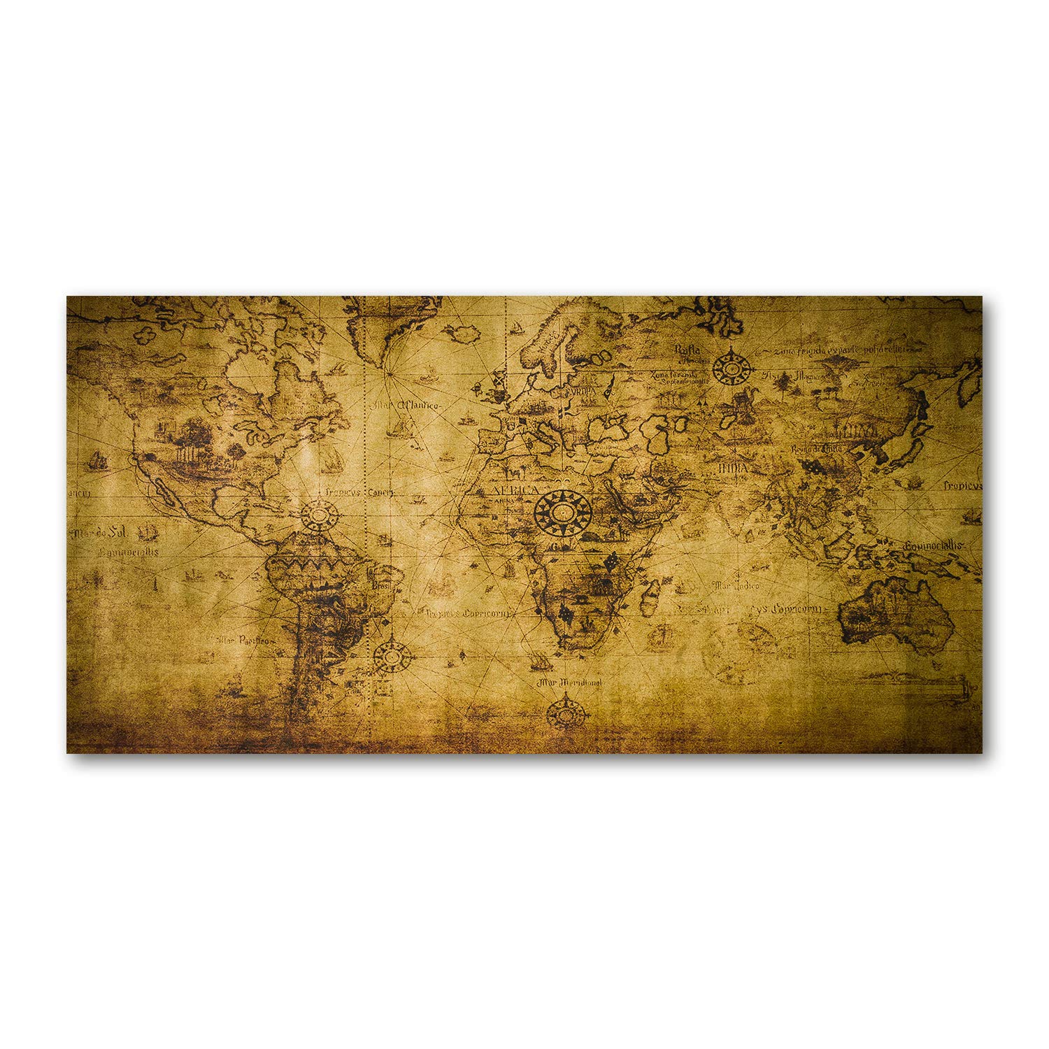 Tulup Obraz na płótnie - 120x60cm - Wydruk na Ścianę do Salonu Kuchni Kanwa Canvas Zdjęcie - Stara mapa świata