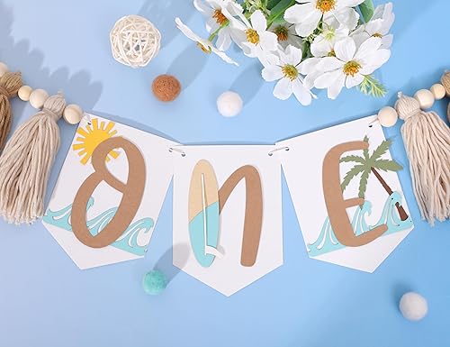 Miniatura 8 de The Big One Surf - Cartel para silla alta de primer cumpleaños  Wave Big One Borla para silla de bebé, guirnalda para silla de alta grande,