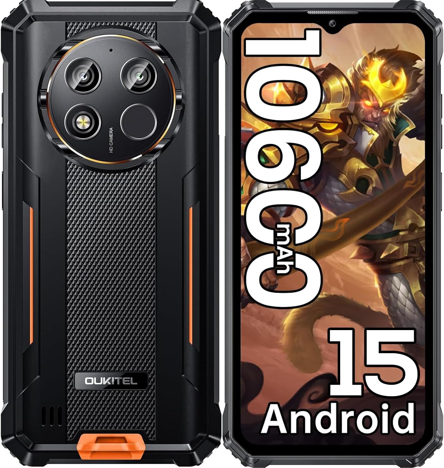 OUKITEL WP28E Rugged Smartphone 2025-10600mAh Mobile Phones, 16GB+64GB/1TB, 6.52" Display Rugged Phone with 13MP Camera, IP68/IP69K Waterproof Phone, 4G Dual SIM Android 14 Phones/NFC/OTG/GPS -Orange