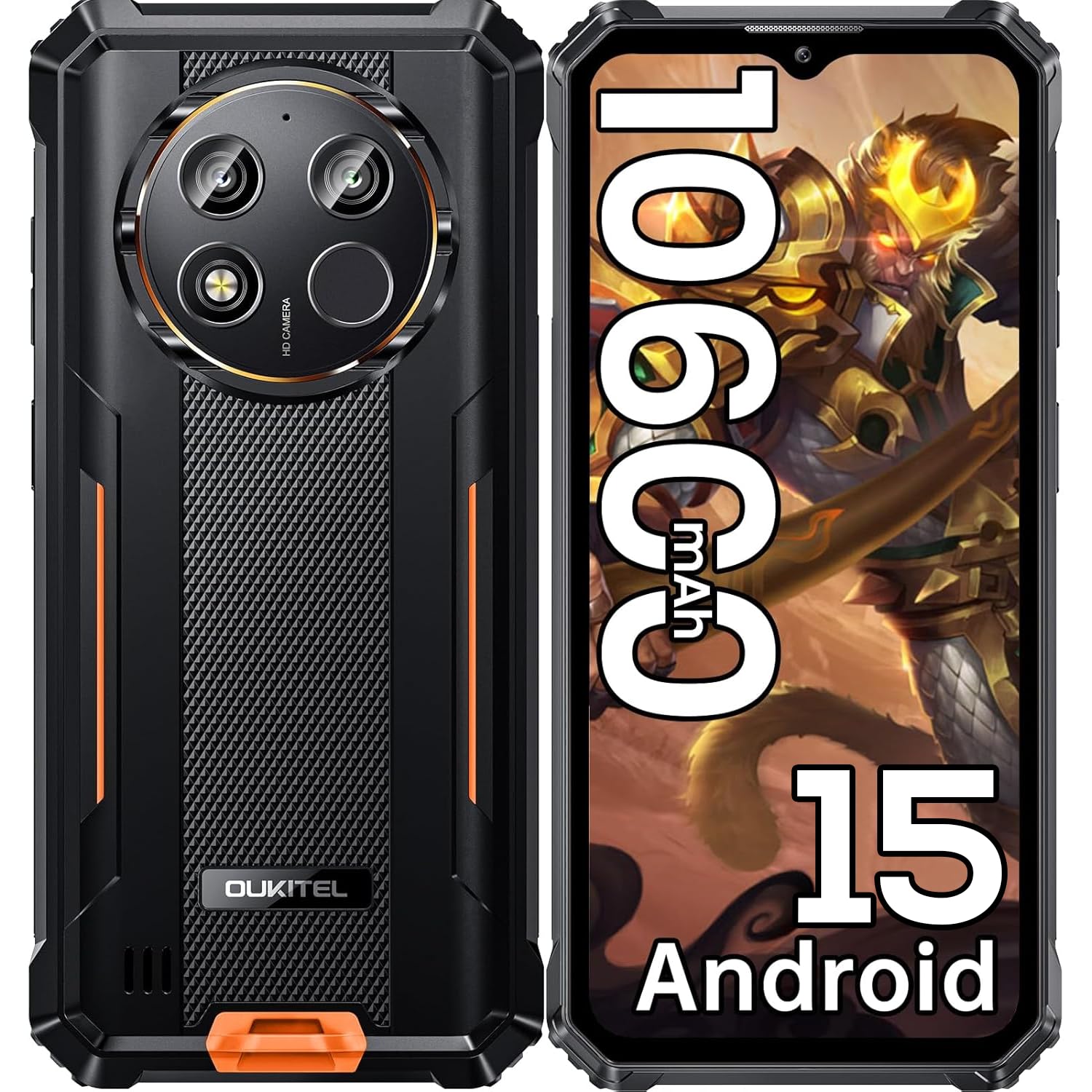 OUKITEL WP28E Rugged Smartphone 2025-10600mAh Mobile Phones, 16GB+64GB/1TB, 6.52" Display Rugged Phone with 13MP Camera, IP68/IP69K Waterproof Phone, 4G Dual SIM Android 14 Phones/NFC/OTG/GPS -Orange