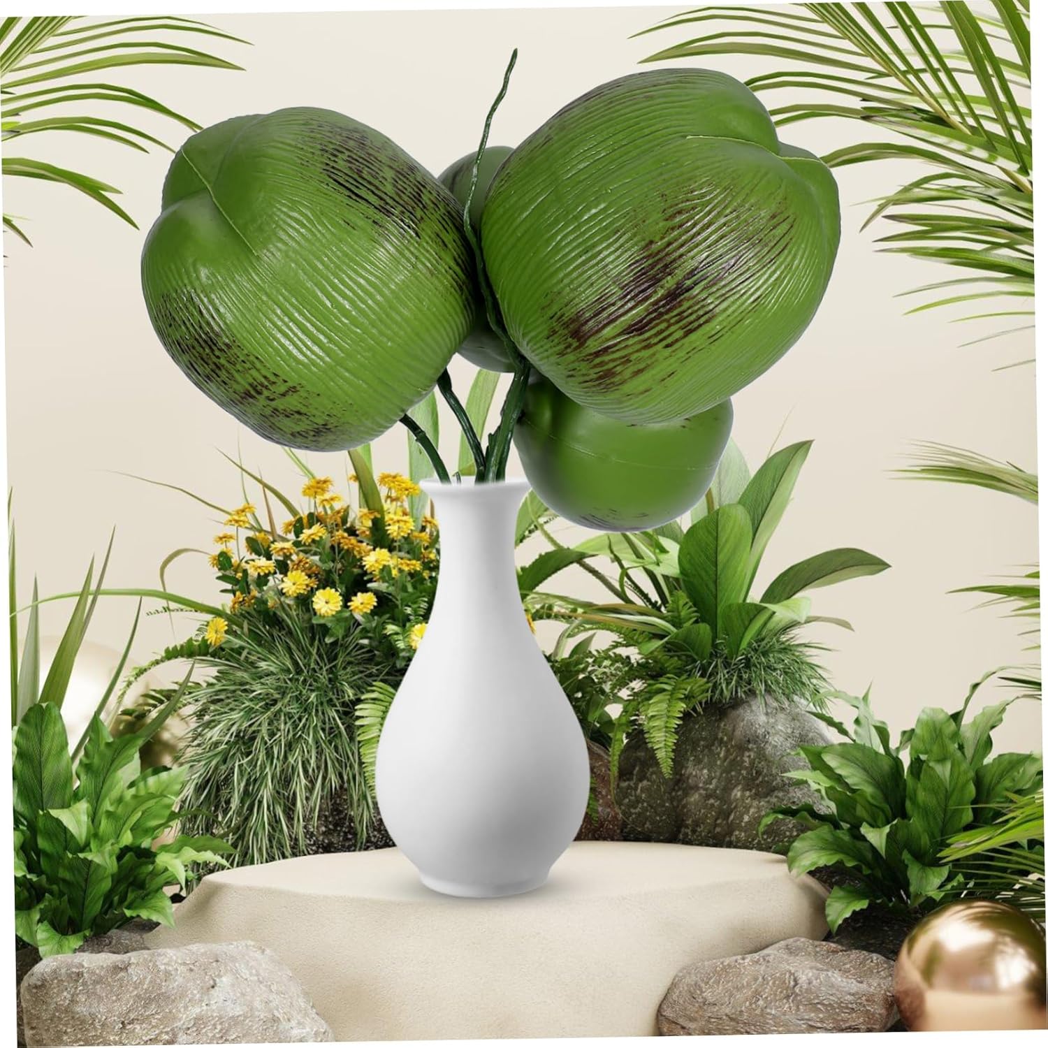 IMIKEYA Realistic Artificial Coconuts Lifelike Tropical Decorations for Hawaiian Parties Beach Weddings and Luau Themes for Home and Garden Decor