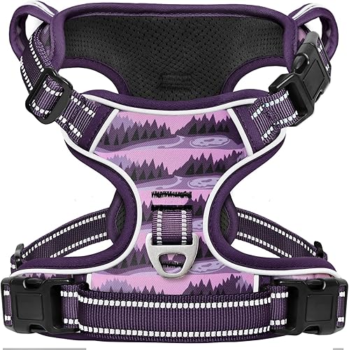 Timos Arnés para perro, arnés sin tirones para mascotas, chaleco acolchado suave ajustable para perro, chaleco Oxford reflectante sin