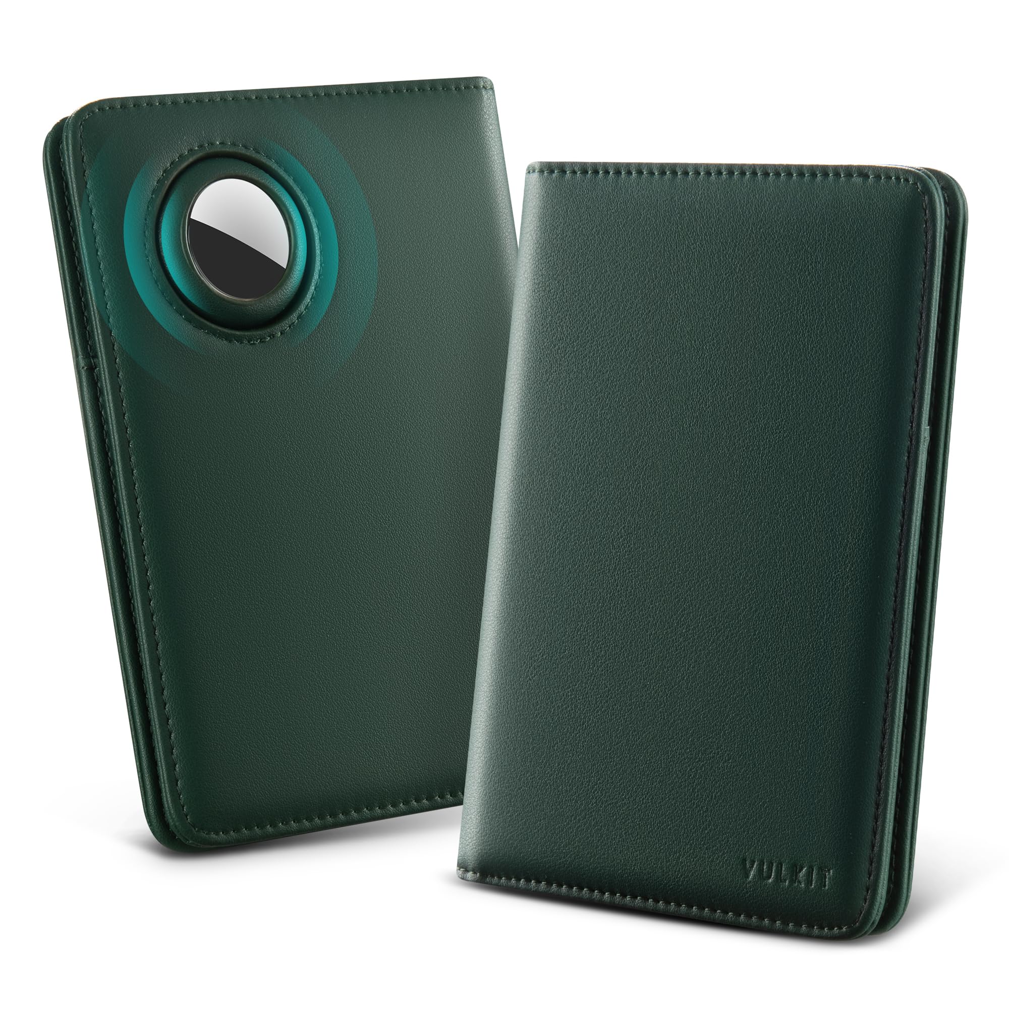 VULKIT Porte-Passeport de Voyage avec Porte-AirTag, Organiseur de Documents de Voyage en Cuir Anti-RFID avec Emplacement pour Passeport, Cartes de Visite et Crédit, et Poche pour Carte d'embarquement