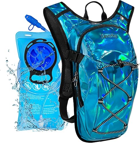 Miniatura 12 de Mochila de hidratación reflectante, paquete de hidratación, mochila de agua con vejiga de hidratación de 2 litros, esencial para festivales, paquete