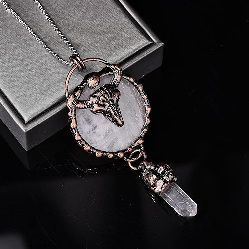 Miniatura 2 de ZPMMPZ Collar con colgante de cristal rosa, collar de piedras curativas de cobre, collar con colgante de piedras preciosas naturales, regalo para