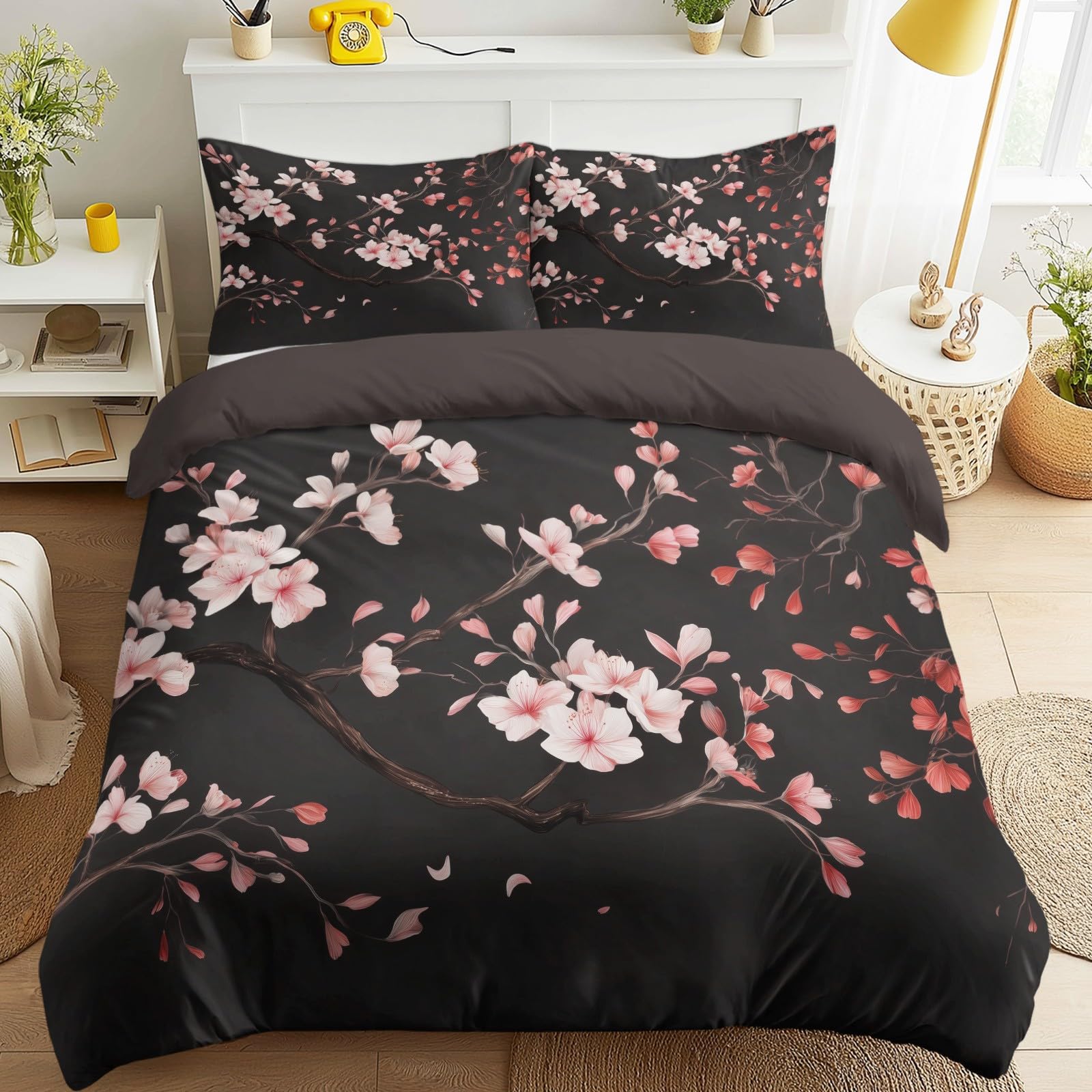 Housse de couette sakura pour une chambre romantique et des nuits apaisantes