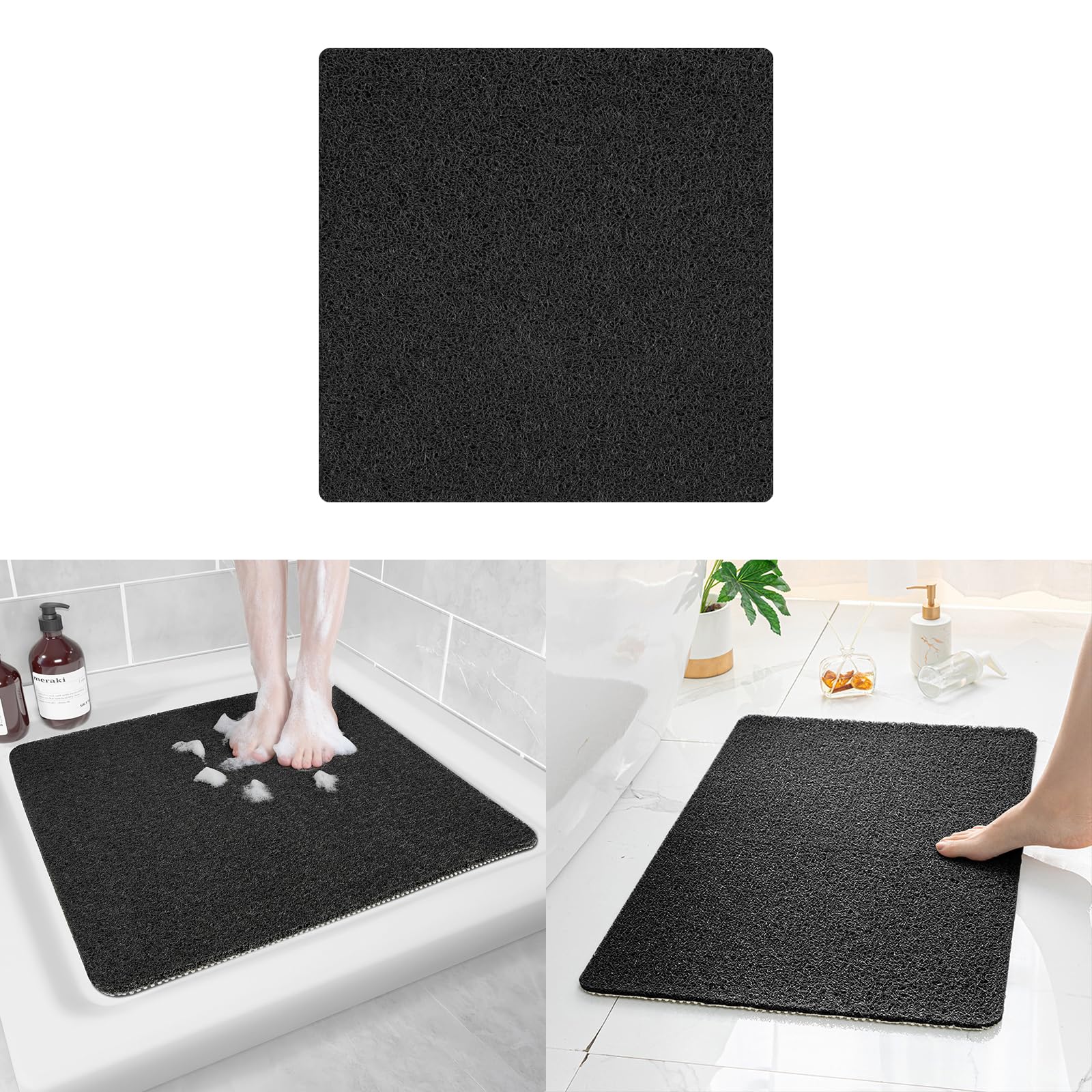 Tapis de bain antidérapant à séchage rapide et brosse massante pour douche d'hôtel