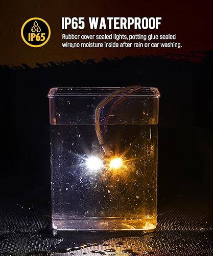 Miniatura 4 de Partsam 10 unidades de luz LED redonda de doble color de 34 pulgadas, color ámbar a blanco, luz lateral auxiliar de luz lateral, aprobadas por DOT,