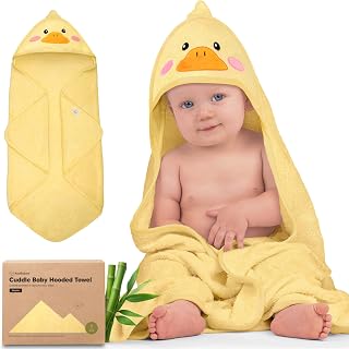 KeaBabies Bamboo Viscose Hooded Baby Towel - Extra Absorbent, Ultra Soft 35x35" Duck Hood for Newborns, Toddlers Boys Girls