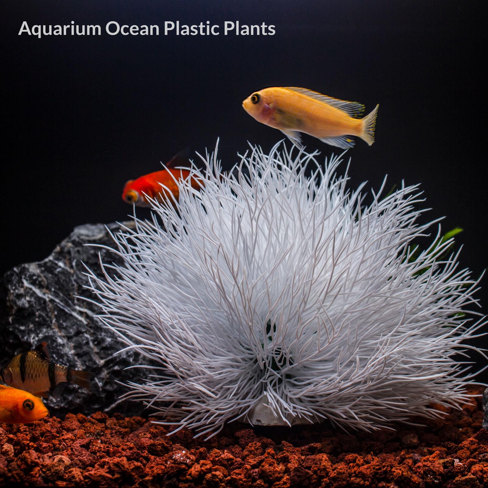 TAOMYPETS Fish Tank Decorations Aquarium Plants Plastic Artificial Décor (White), Universal - Image 3