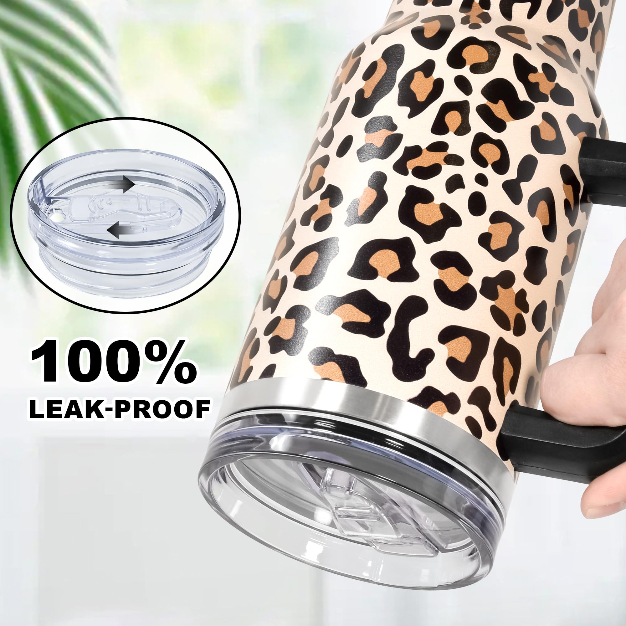 FECBK 40oz Tumbler with Straw and Lid 1.2L, 100% Leak-Proof Travel Mug with Handle - Image 3