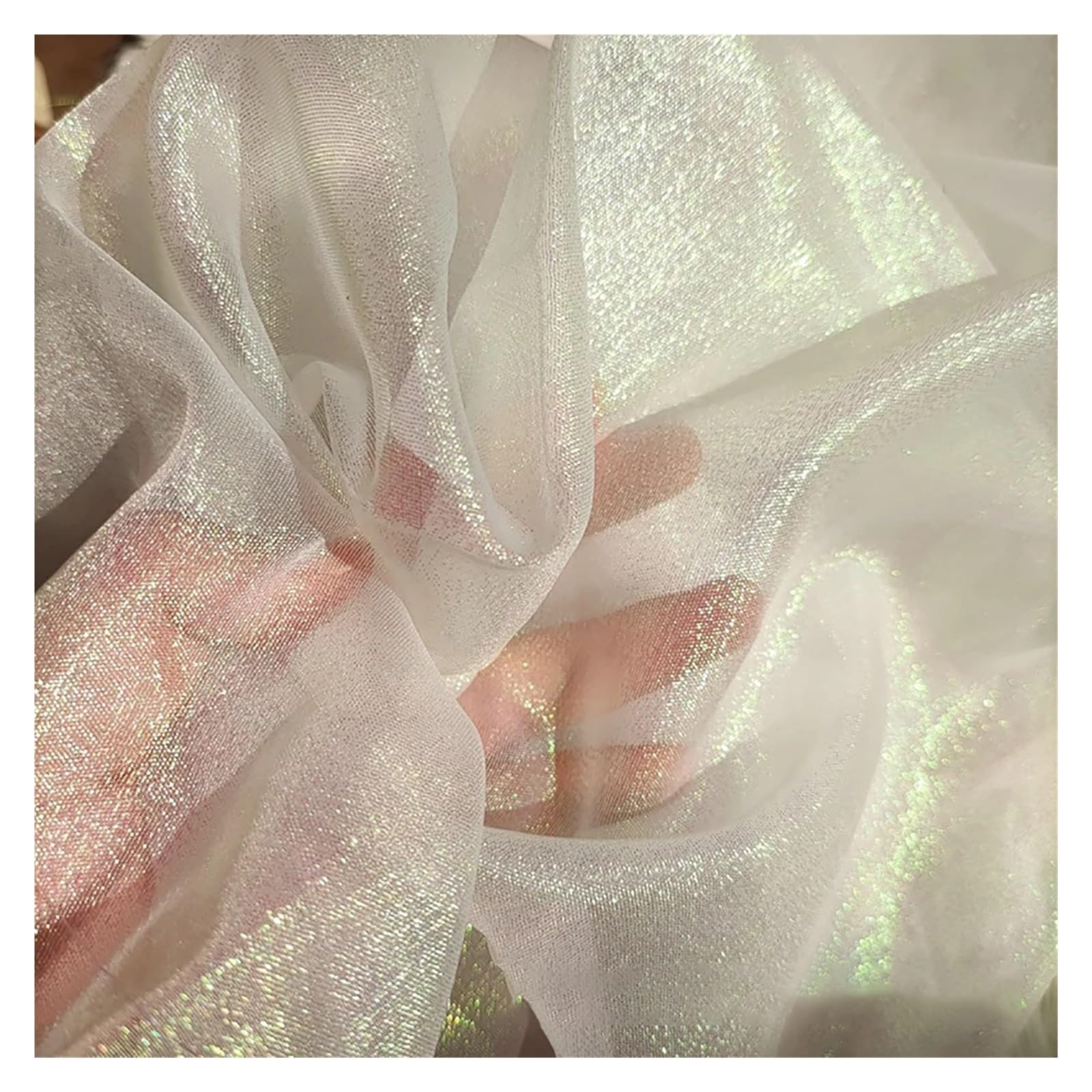 Glitter Metallic Fabric, Shiny Glitter Organza Voile Fabric Gauze 150cm x 100cm(2)