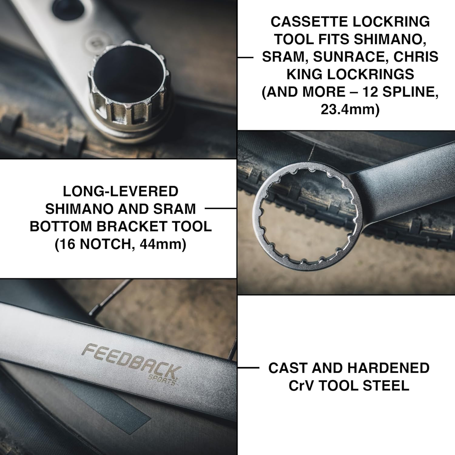 FEEDBACK SPORTS | Bicycle Cassette and Rotor Lockring + Bottom Bracket Tool | Compatible with Shimano & SRAM
