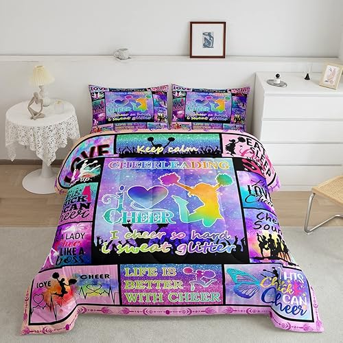 Miniatura 7 de Erosebridal Juego de edredón para niñas de baile, tamaño individual, juego de ropa de cama de ballet con purpurina para niños, adolescentes y