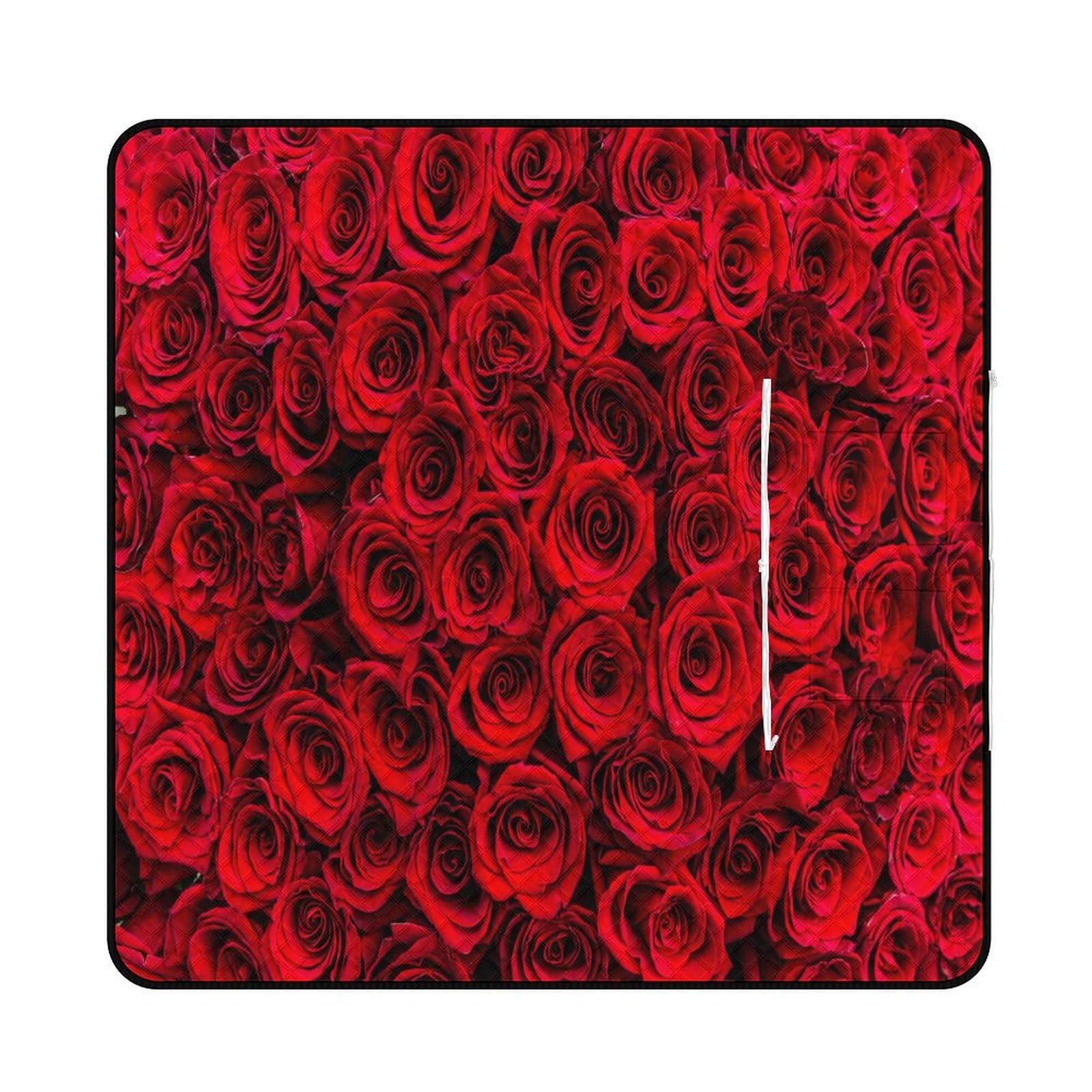 Belle couverture de pique-nique motif rose romantique avec sangle de transport pliable imperméable tapis de sable pour camping en plein air tapis de plage d'été 200 x 200 cm