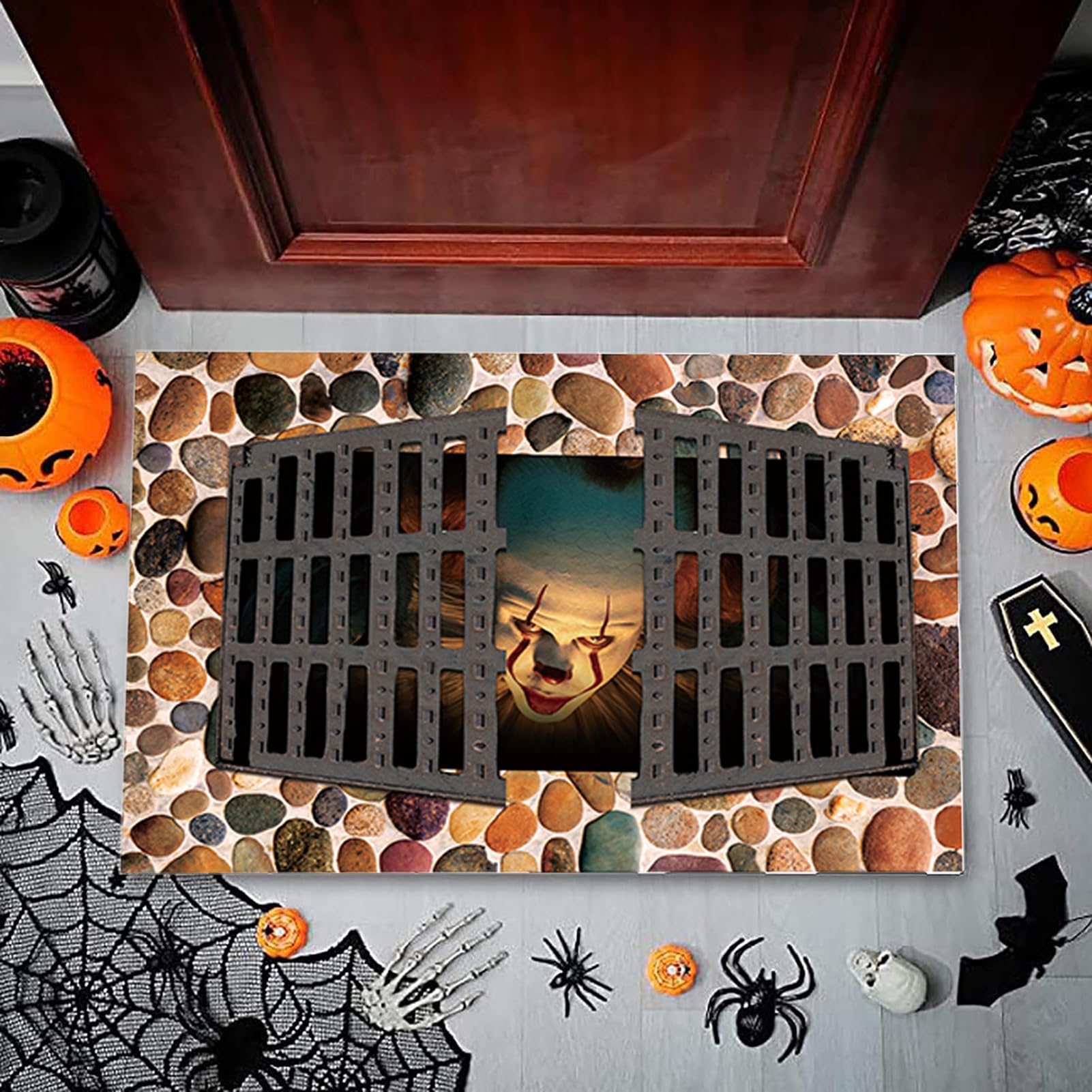 Paillasson Halloween Antidrapant Tapis de Bienvenue Clown dHorreur pour Intrieur et Extrieur LAMPE - Maison