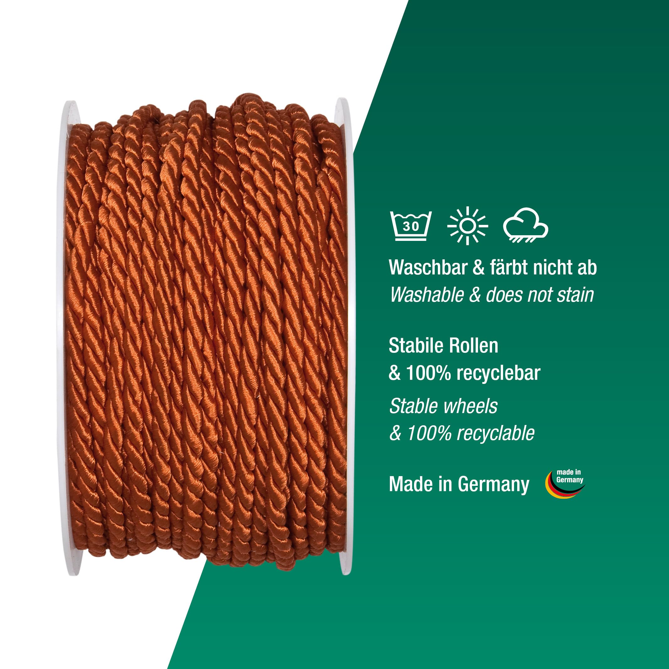 Halbach Seidenbänder Premium Kordel (ockergelb) – Bild 3