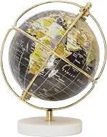 Globo Terrestre Galileu Decorativo de Mesa Mai Home 15×19×15 cm Preto e Dourado com Base de Mármore – Globo Luxo para Escritório, Sala, Quarto, Decoração Moderna e Presente Criativo