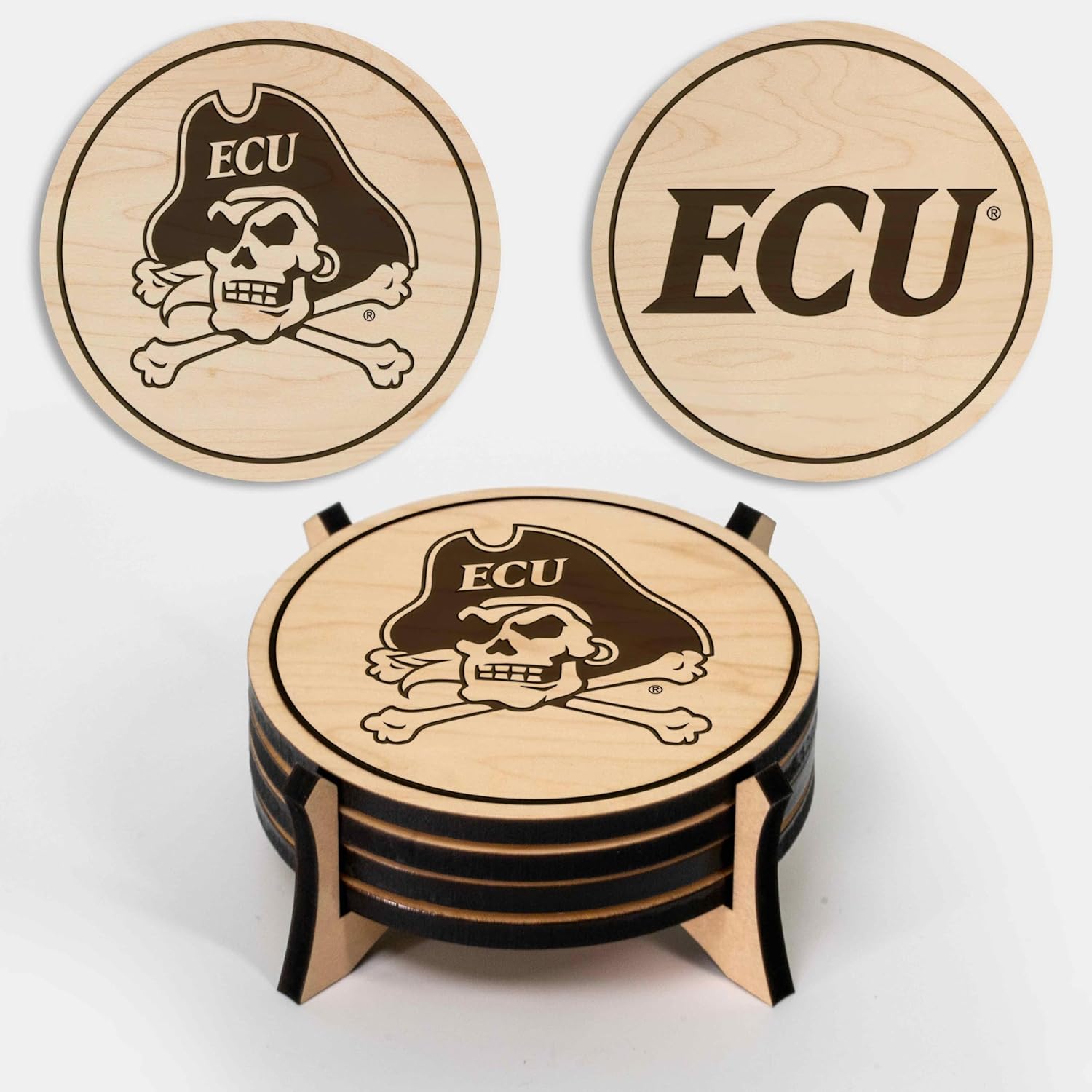 LazerEdge Ohio State Buckeyes Wooden Coaster Set - Maple Wood - Officially Licensed Product - 4-Pack