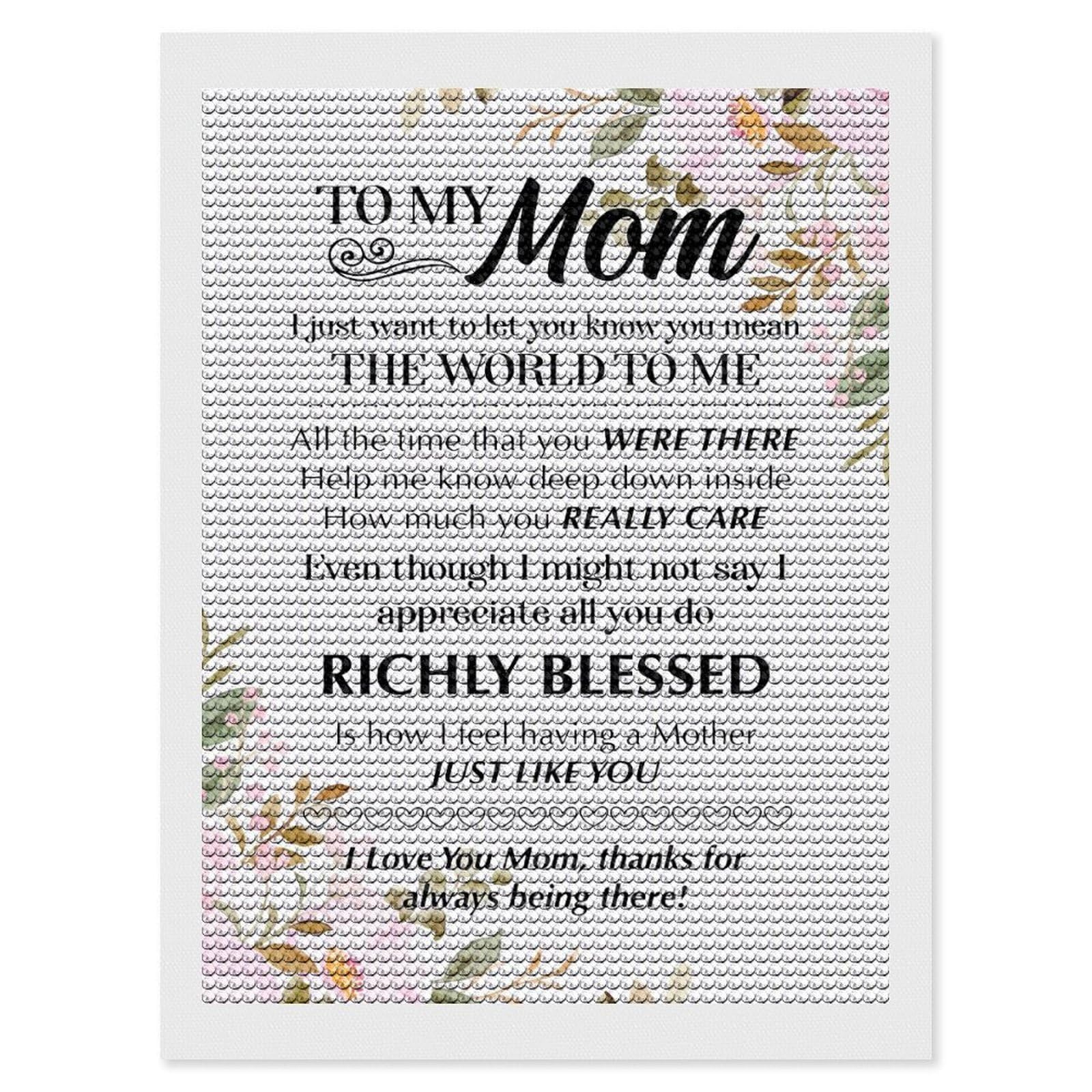 Junmoney to My Mom Diamond Painting Canvas Kit 12"x16", Adhesive Canvas, Living Room Decor, Farmhouse Decor, Winter Craft