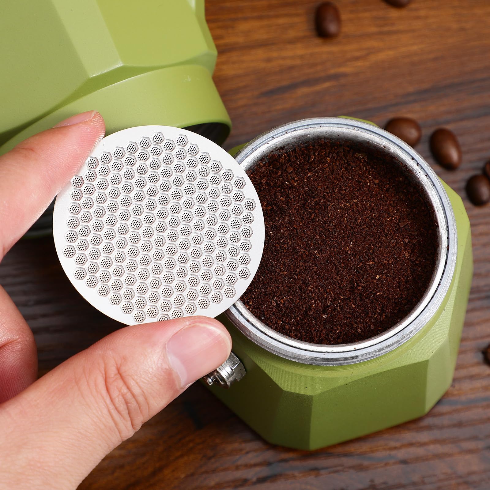 Abaodam Filtro de Café Espresso Reutilizable de Malla Fina de Acero Inoxidable 316, Tamaño Portátil, Excelente Filtración para Máquina de Café, Pack de 2 Unidades