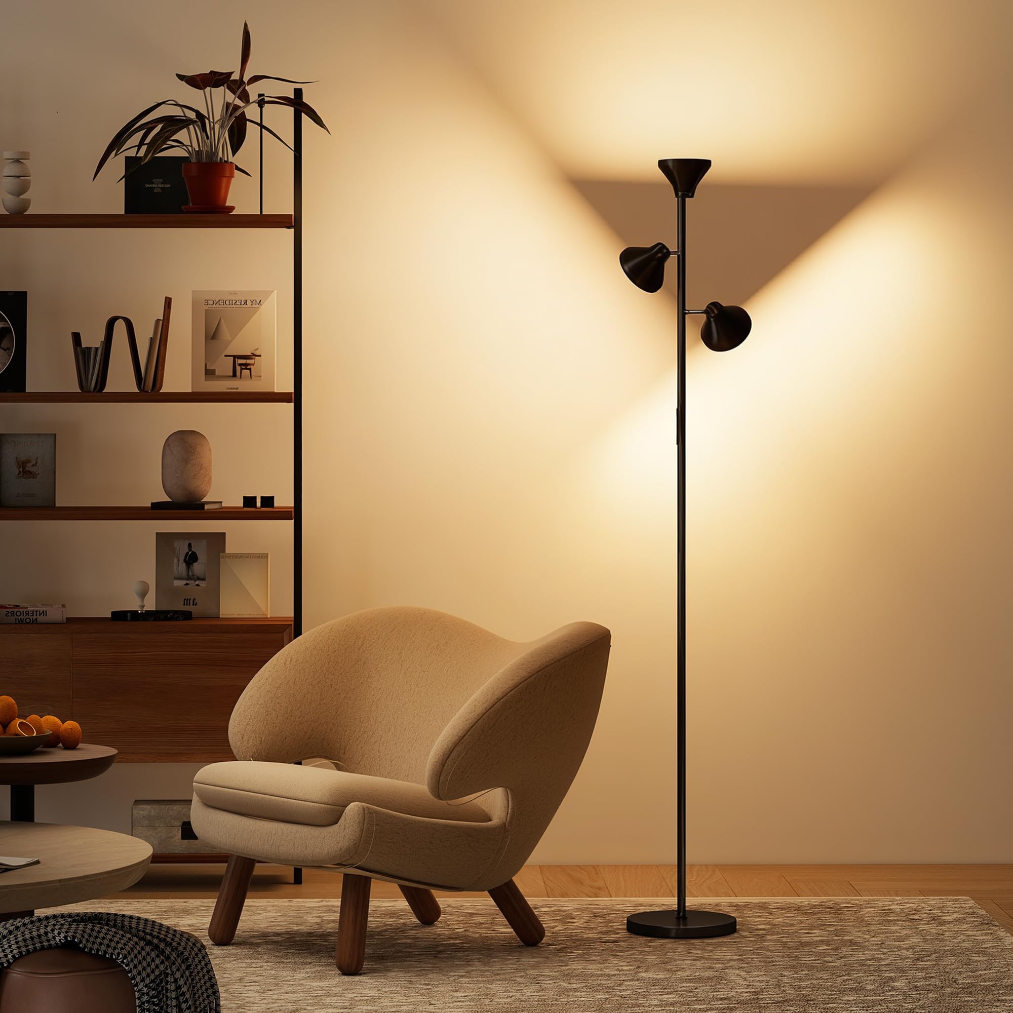 Portland 3 Rotatable Head RGB LED Floor Lamp - Black