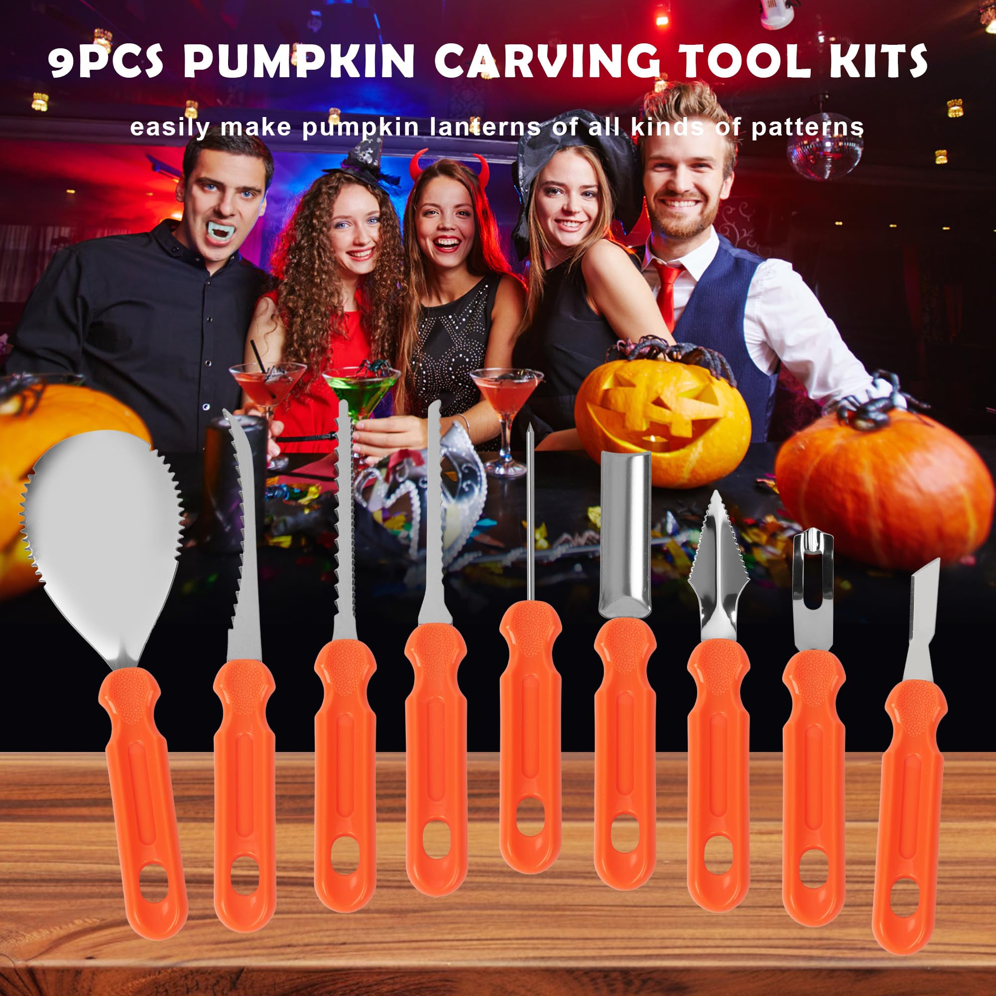 20 Pieces Halloween Pumpkin Carving Kit,Con plantillas para tallar calabazas de Halloween, perfectas Decoración de Halloween para niños y adultos