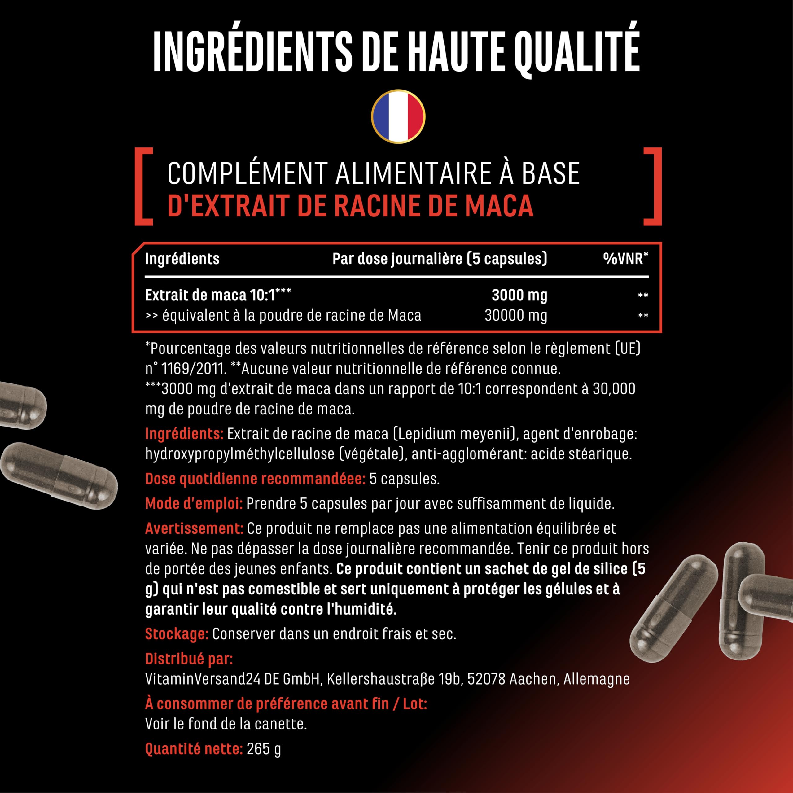 capsules de Maca Extrême - 365 capsules - Haute Dose avec 30.000mg par Portion Journalière - Extrait Spécial 10:1 - Vegan - German Elite Nutrition