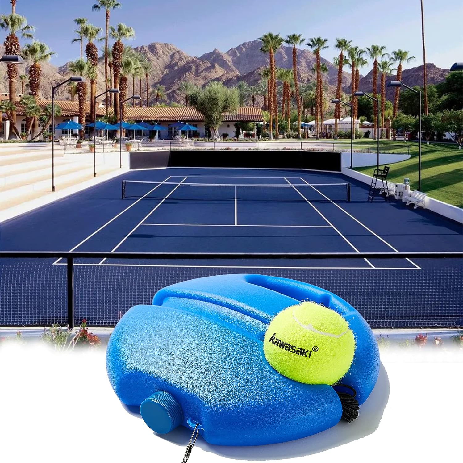 U/D Tennis Trainer Rebound Balls with Practice Rope, Kawasaki Solo Tennis Training Equipment with 1/3 Ball for Self-Practice (1 Ball) : Sports & Outdoors